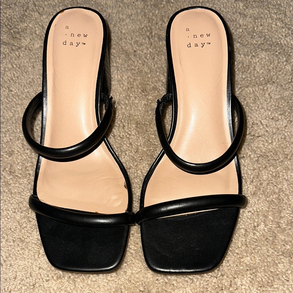A New Day Women's Black Block Heel Sandals